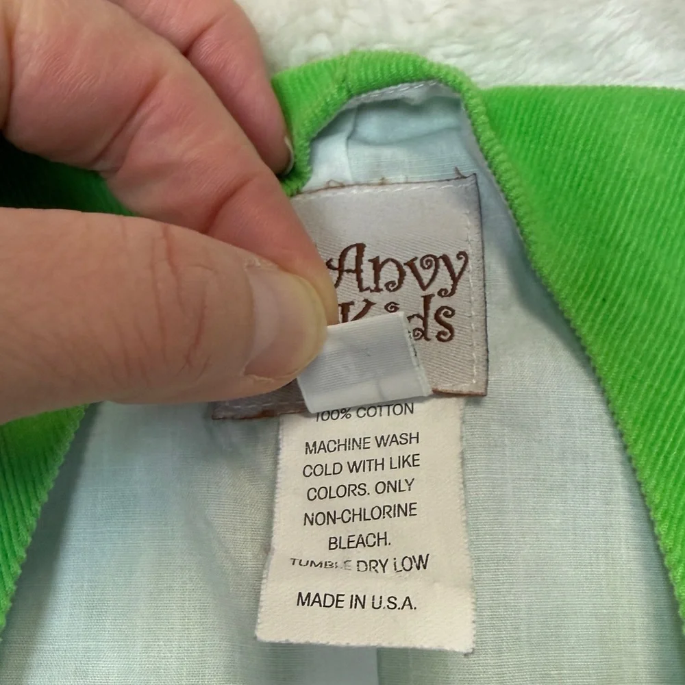 Anvy Kids: Boys Smocked Green Jon Jon, Cows and Train, Size 4T
